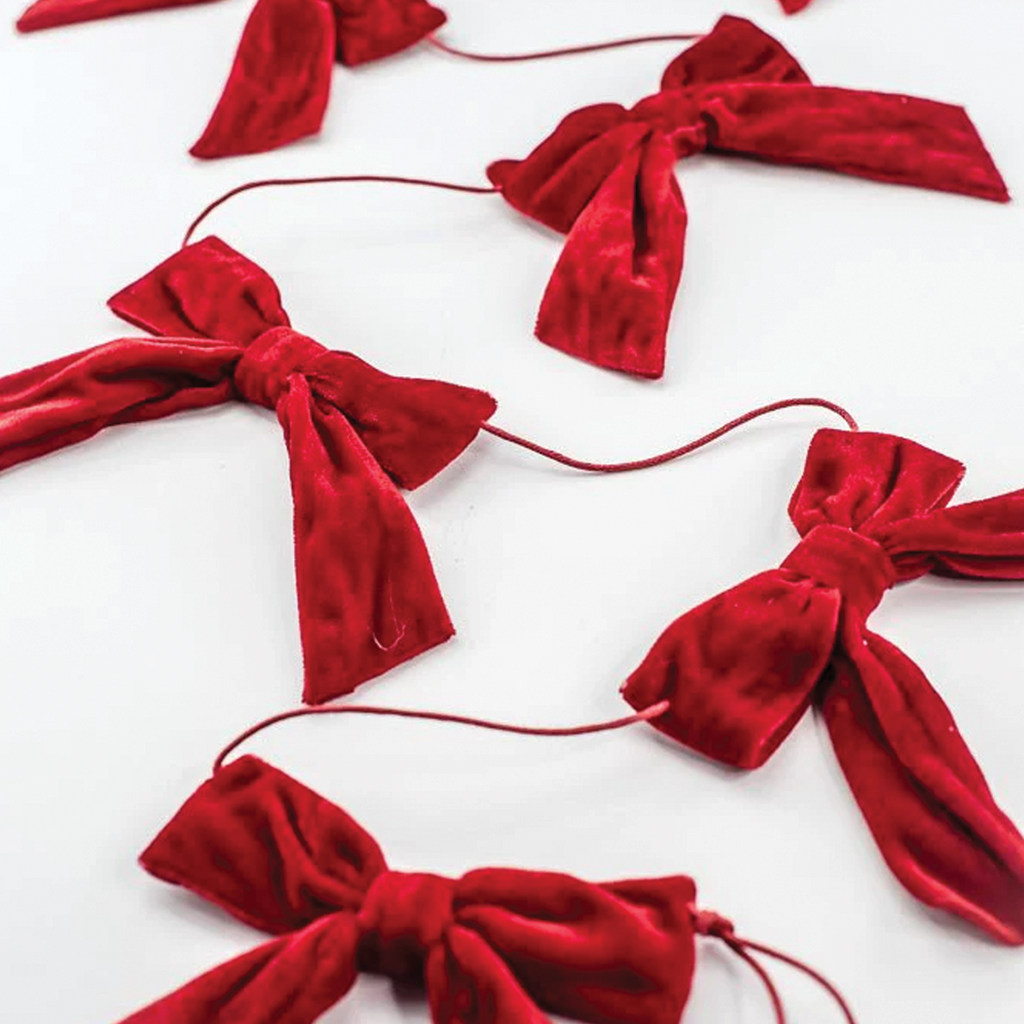 Red Bow Garland, 5 ft.