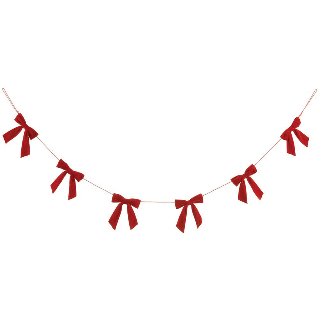Red Bow Garland, 5 ft.
