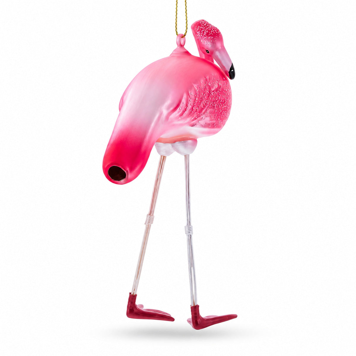 Pink Flamingo Glass Christmas Ornament