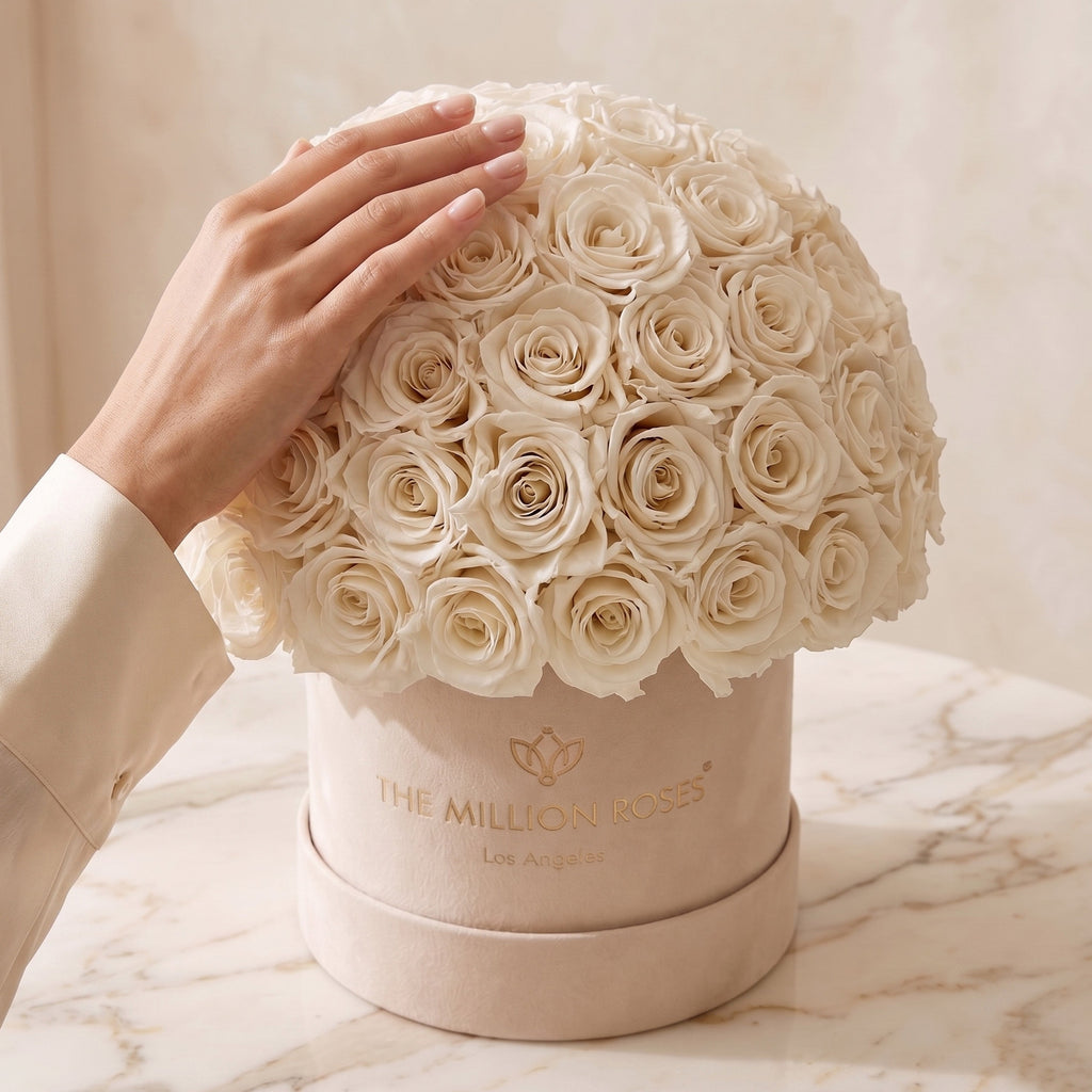 Beige Suede Rose Box