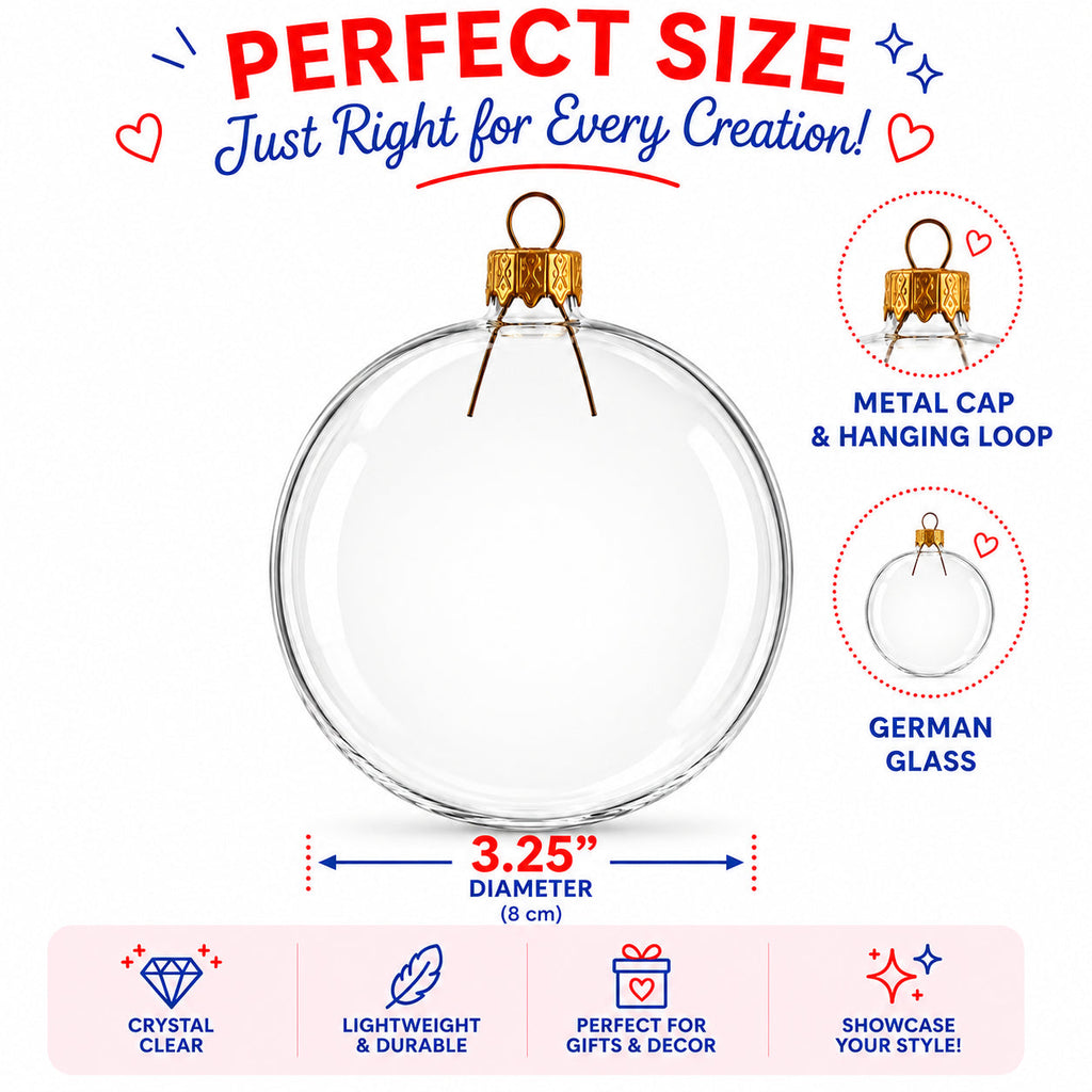 Clear Glass Ball Ornaments, Set of 6