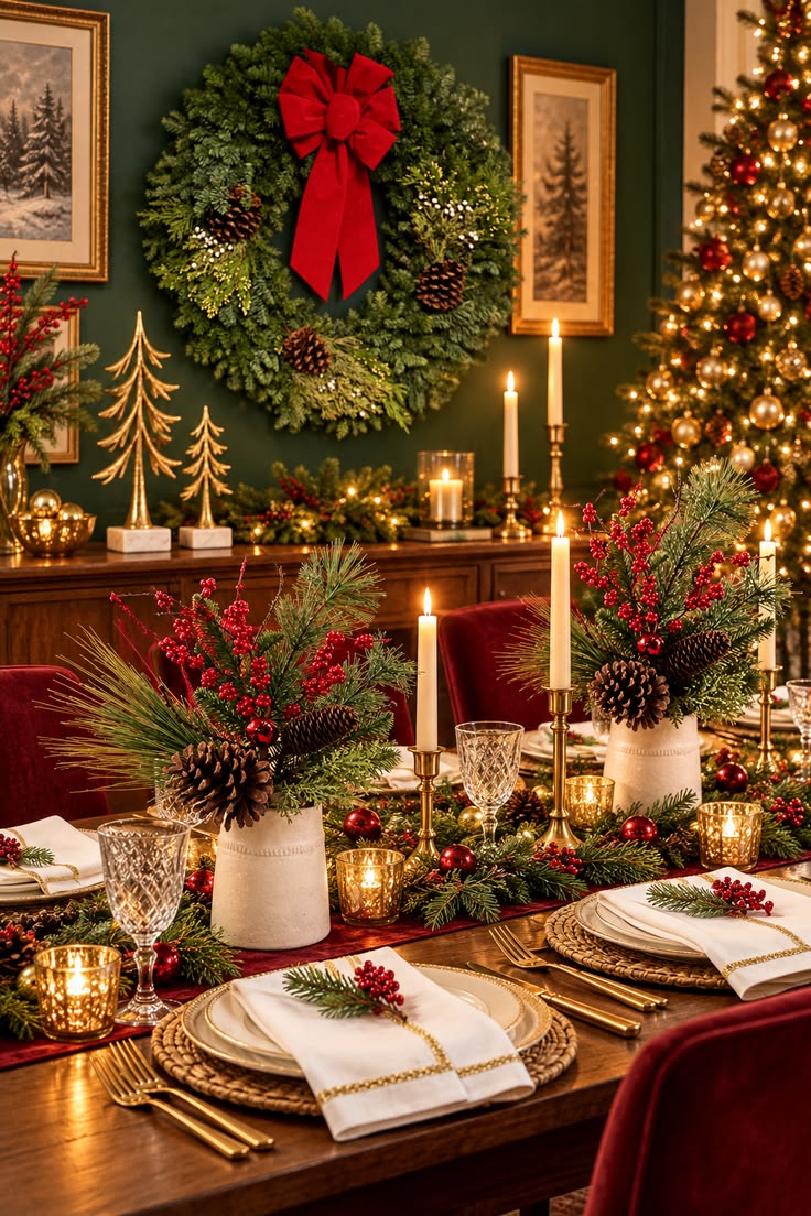 A Berry & Gold Christmas Table