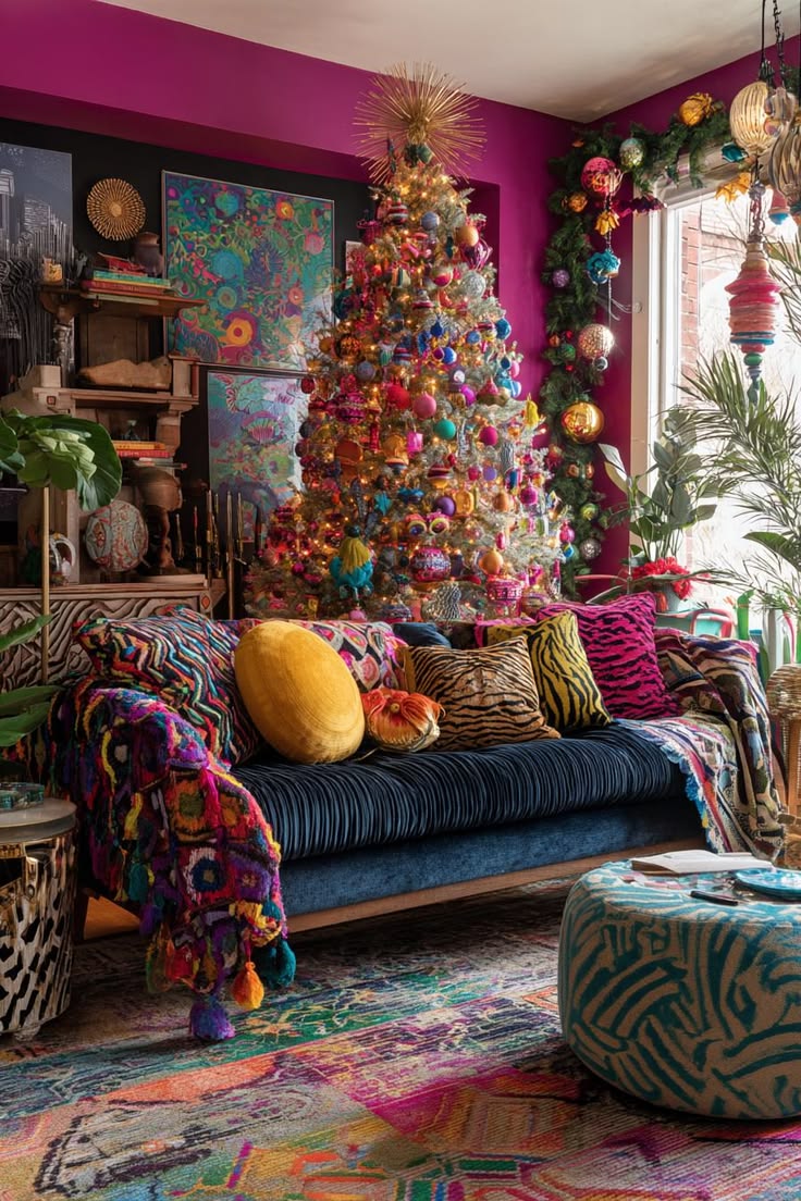 A Colorful Christmas Sitting Room