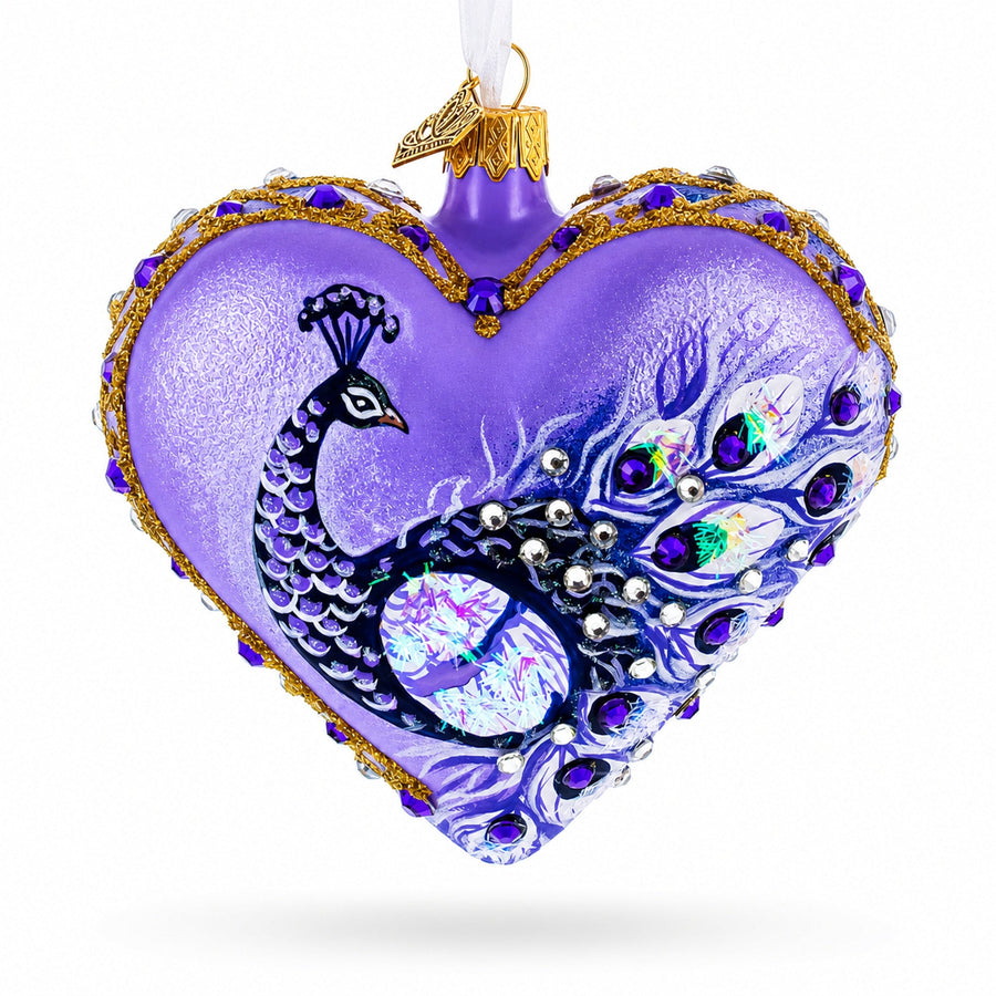 Purple Peacock Heart Ornament