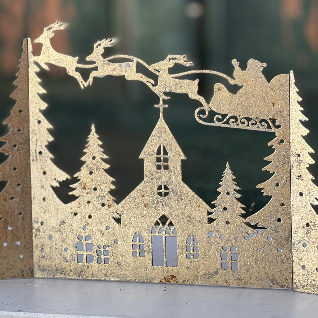 Gold Folding Christmas Scene