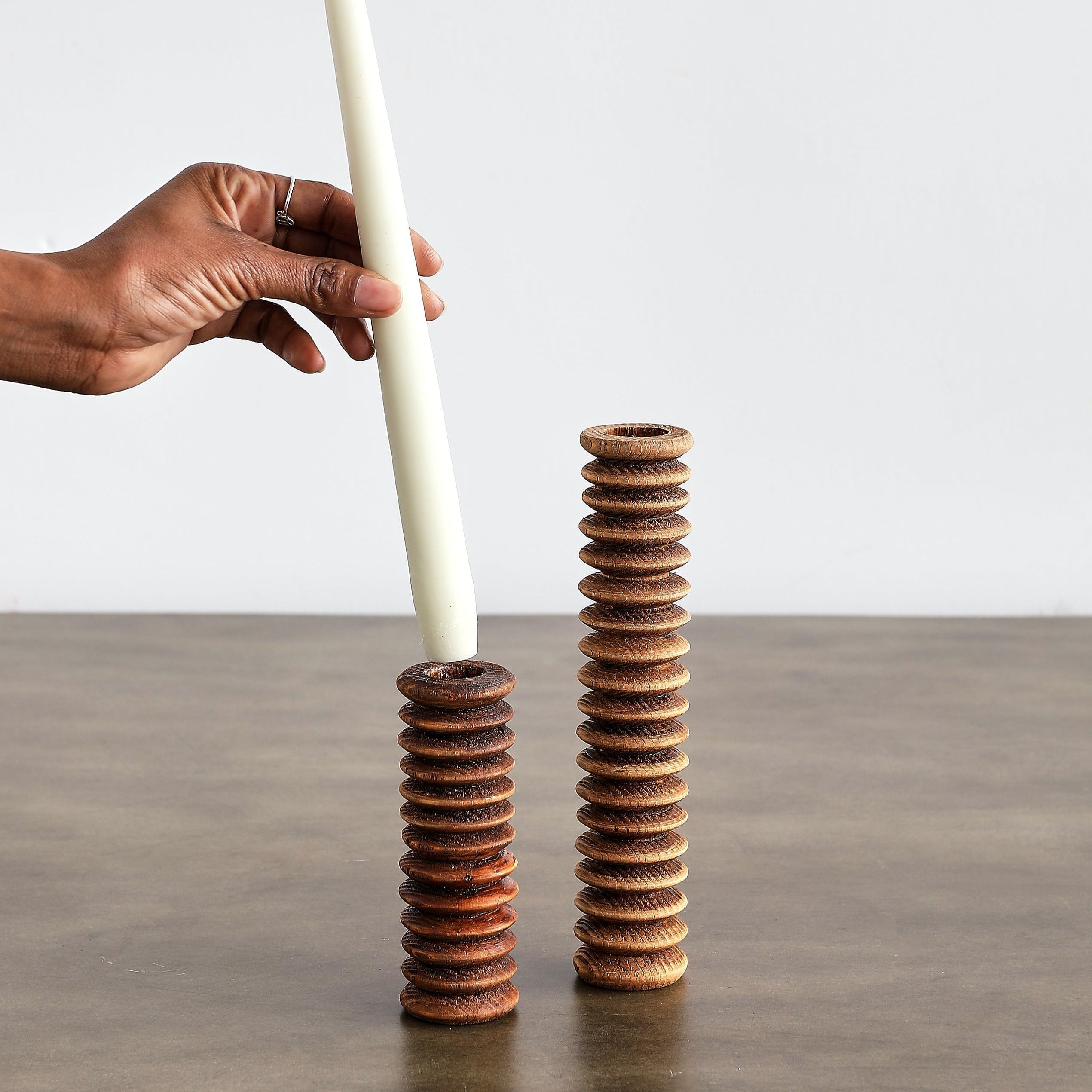 Spiral Wood Candle Holder